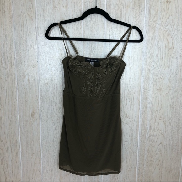 Urban Outfitters Modern Love Olive Green Lace Bustier Mini Dress - Picture 2 of 7